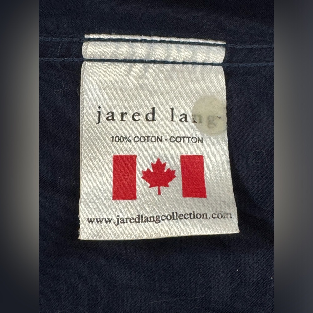 Jared Lang Button Down Navy Dress Shirt. Yellow‎ Plaid Contrast Trim. Medium. - Picture 4 of 6